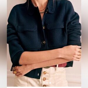 Sézane Betty Cardigan Navy Crochet